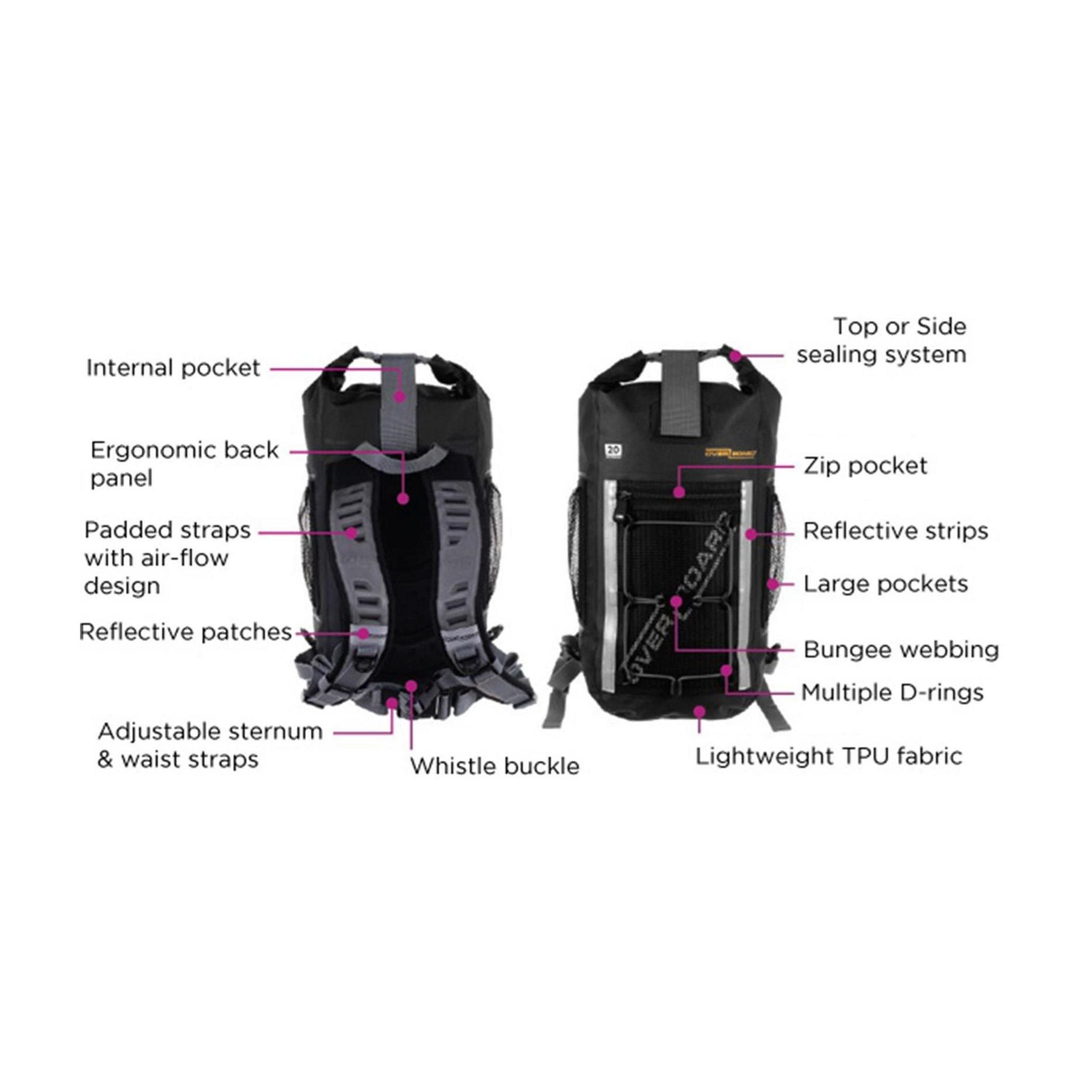 OverBoard wasserdichter Rucksack LIGHT 30 Black