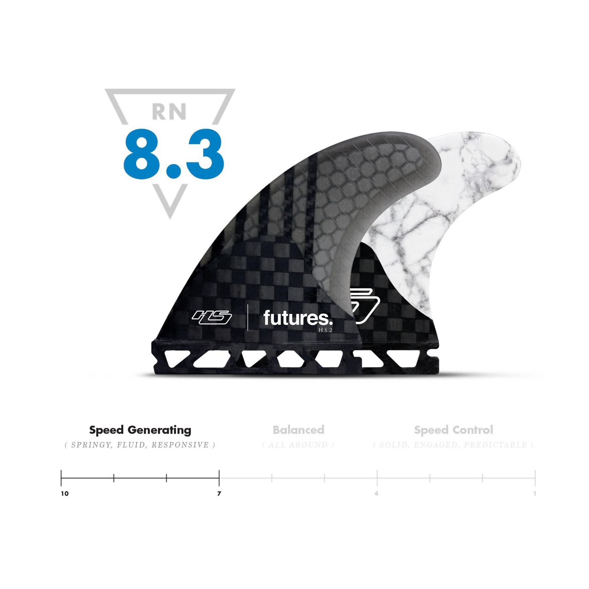 Futures Thruster Fin Set HS2 Hayden Cox Generation M Grey 8.3
