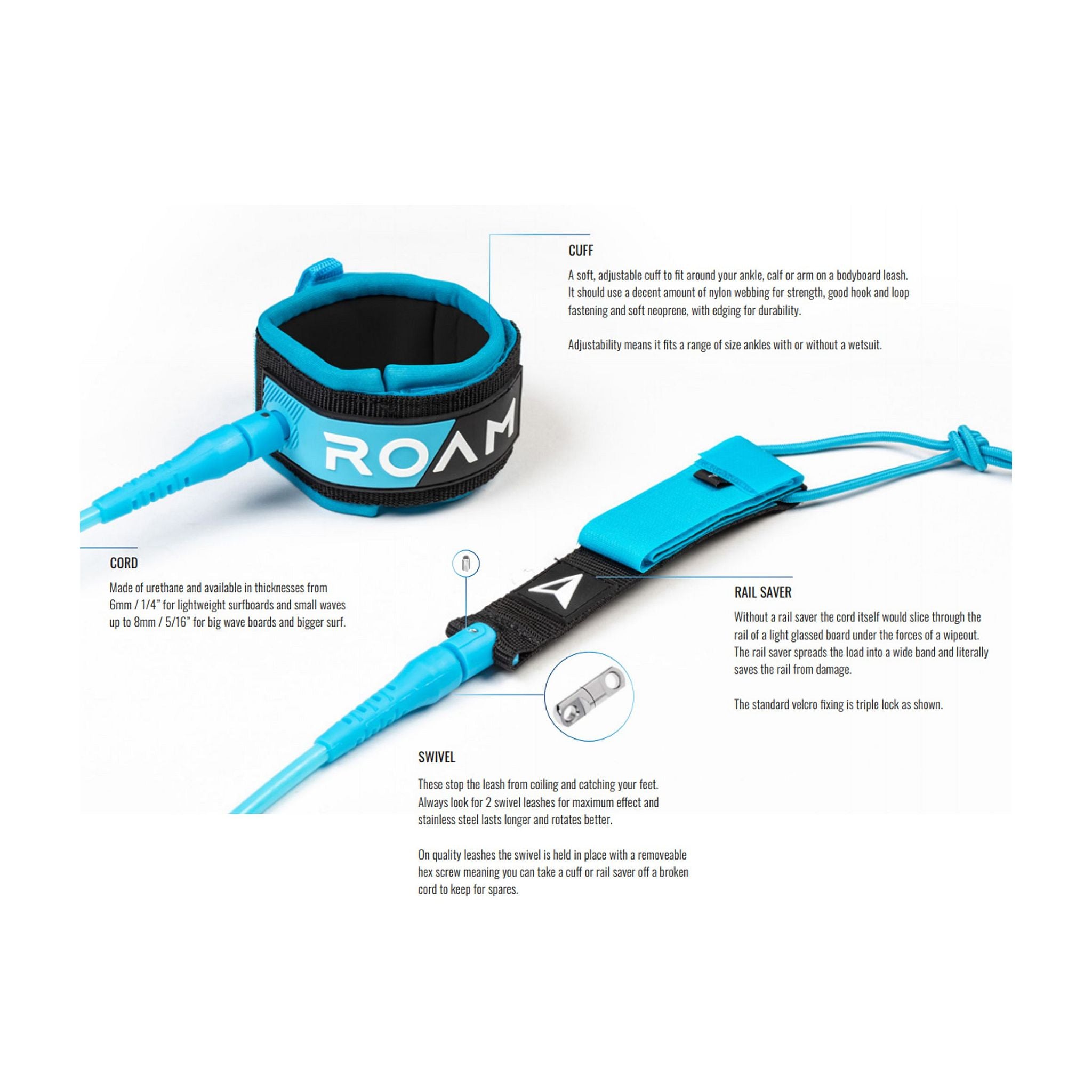 ROAM Surfboard Leash Premium
