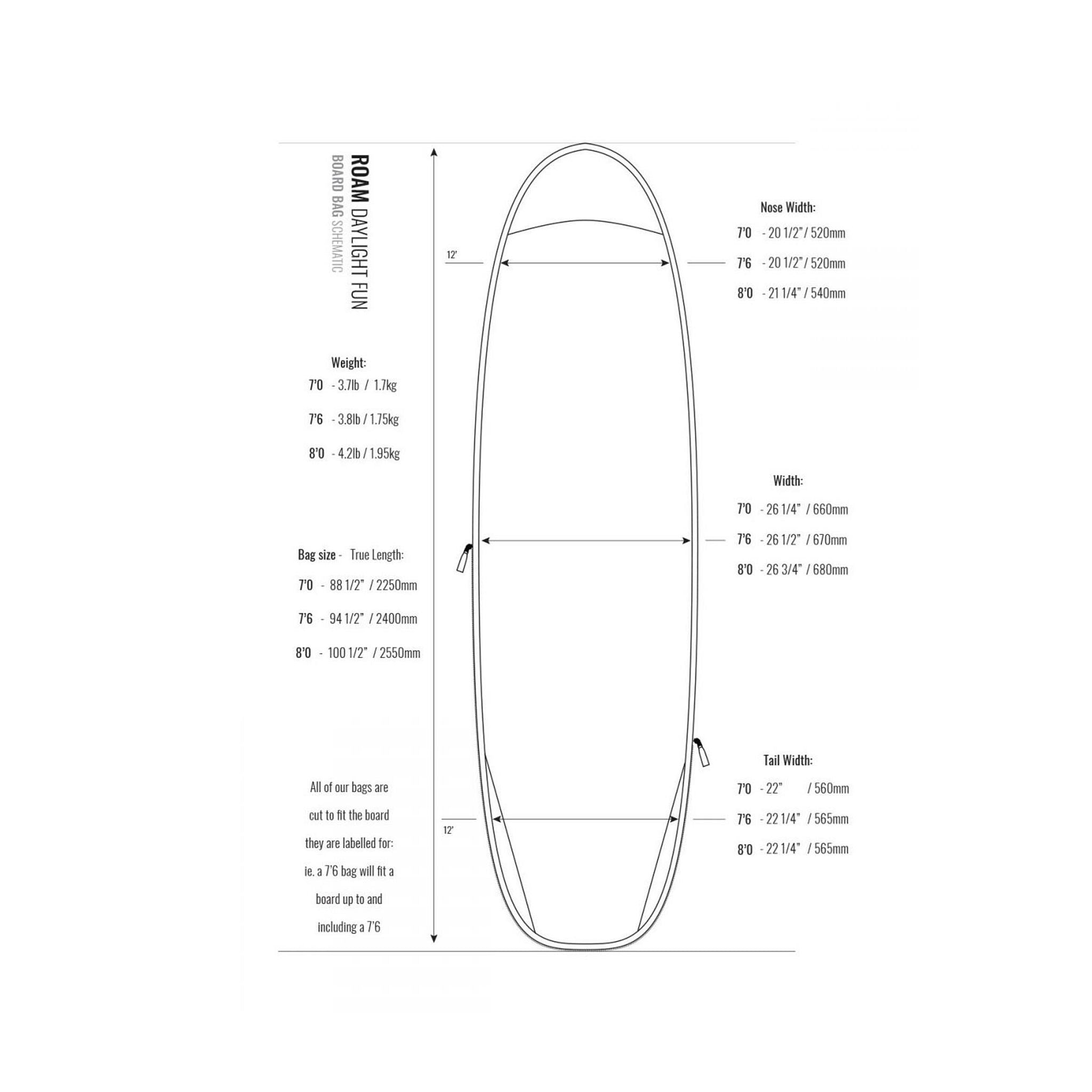 ROAM Boardbag Surfboard Daylight Funboard Silver