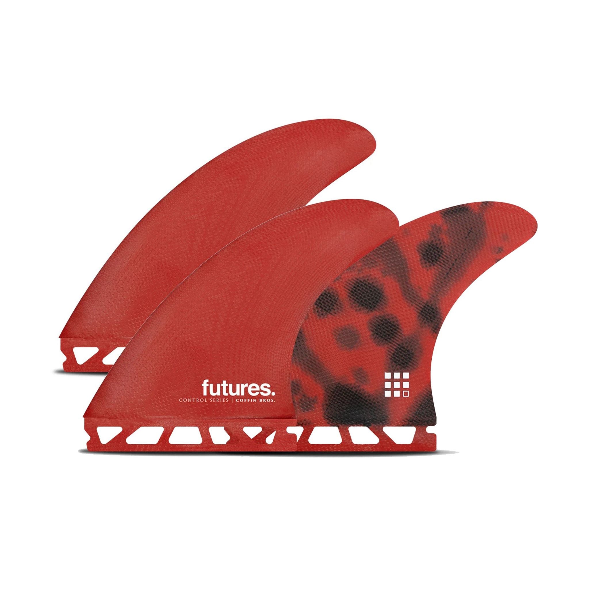 FUTURES Thruster Fin Set Coffin Bros Control M Red 2.9