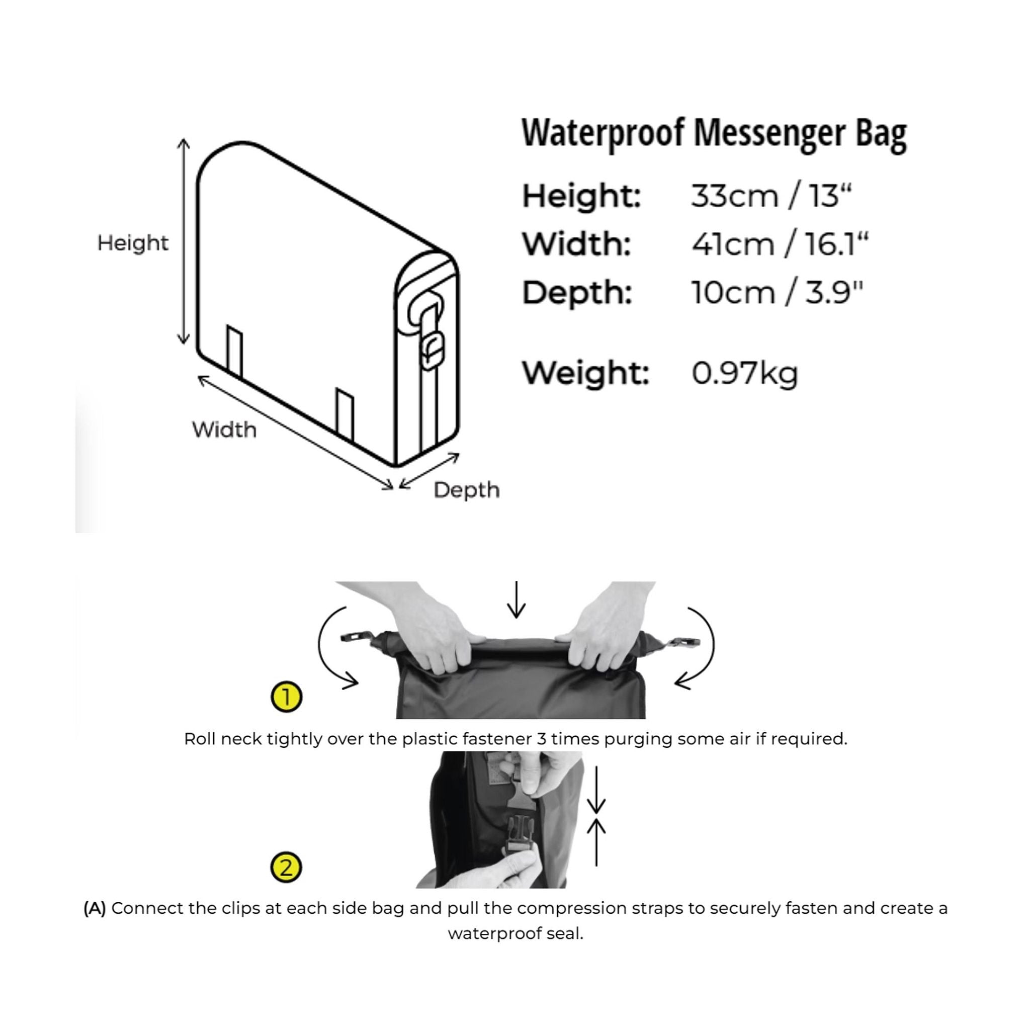 OverBoard waterproof messenger bag courier bag Black