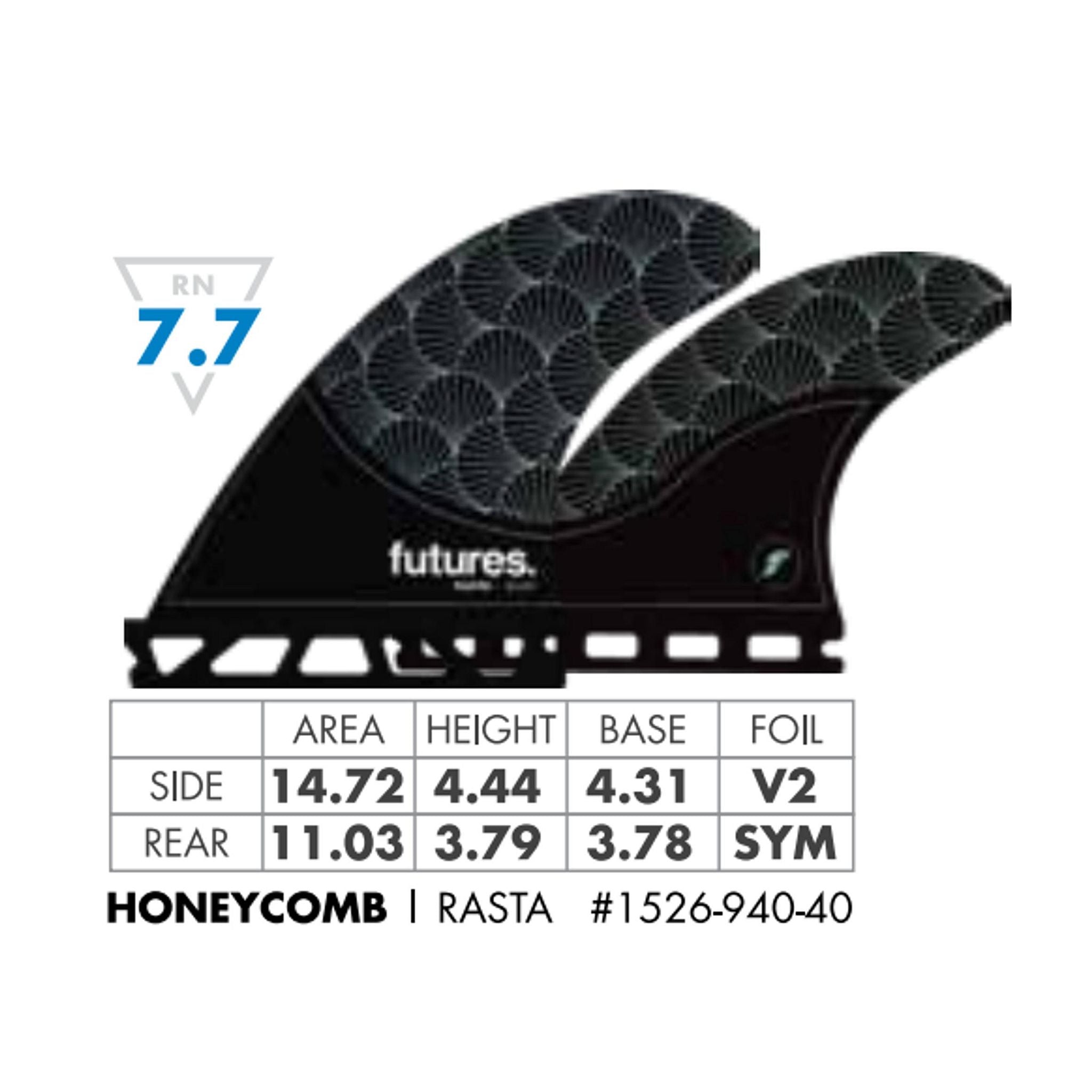 FUTURES Quad 4 Fin Set Rasta Honeycomb M Turquoise 7.7