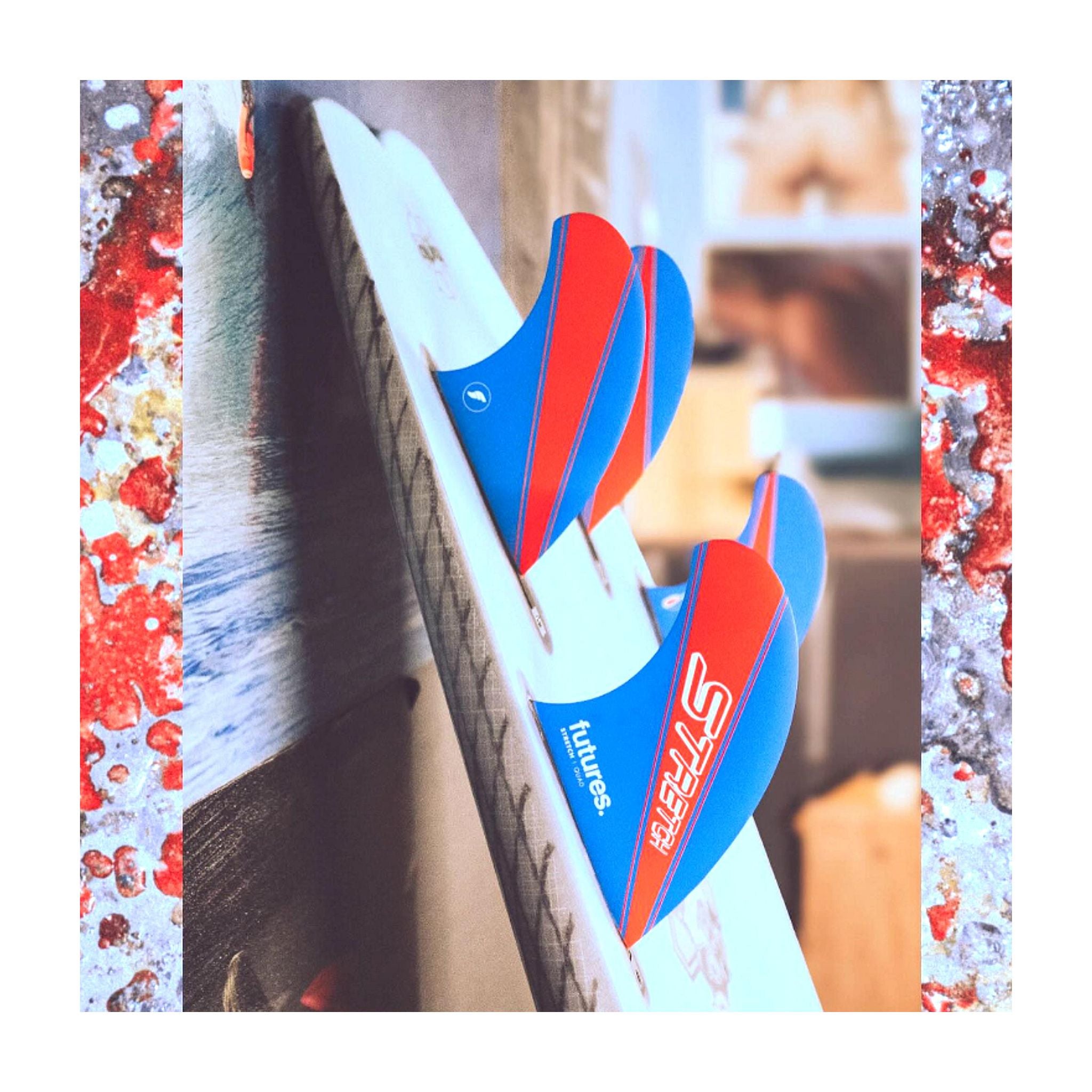 FUTURES Quad 4 Fin Set Stretch Honeycomb Unisize Blue 7.4