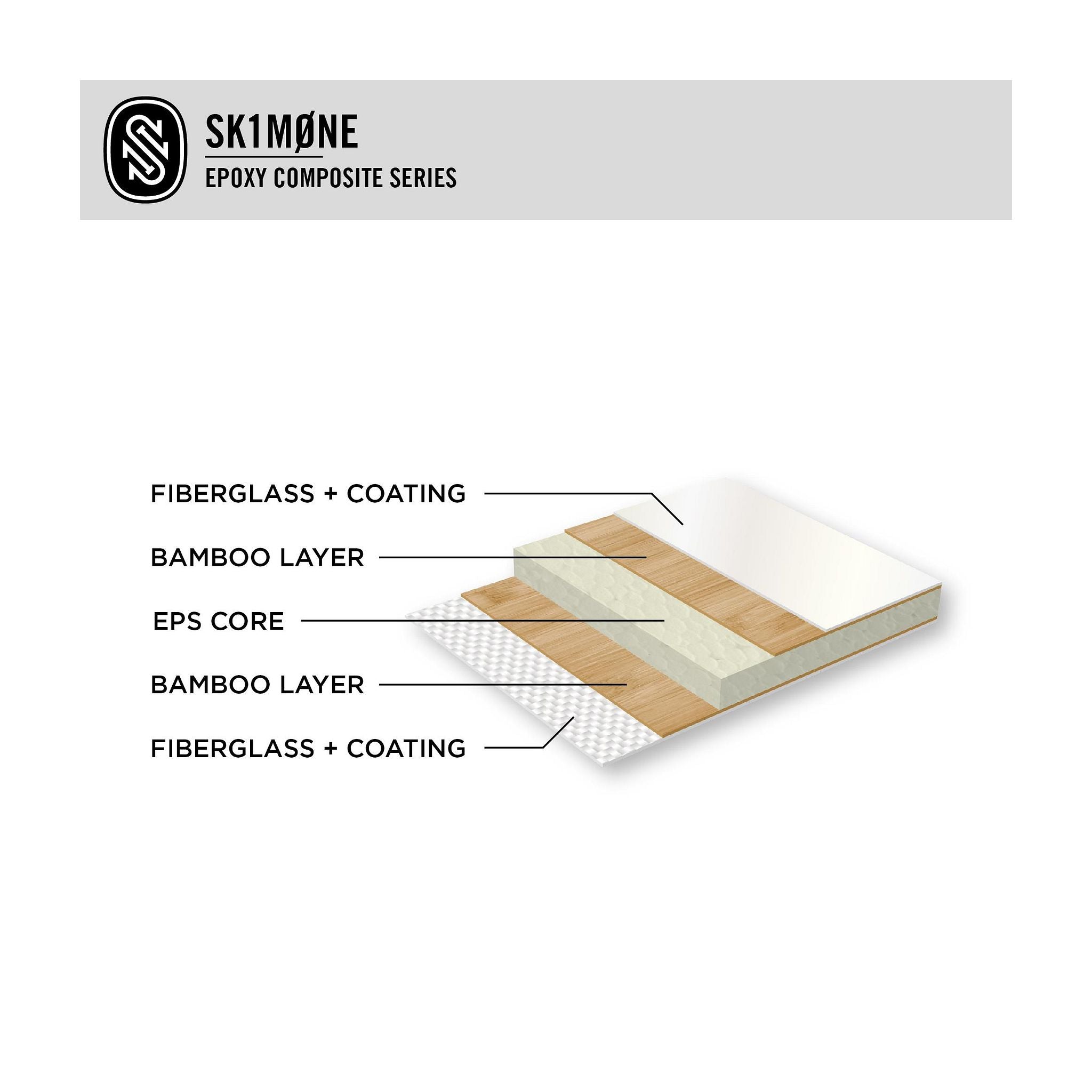 SkimOne EPS Epoxy Bamboo CLOVER Skimboard 123 x 52 Orange