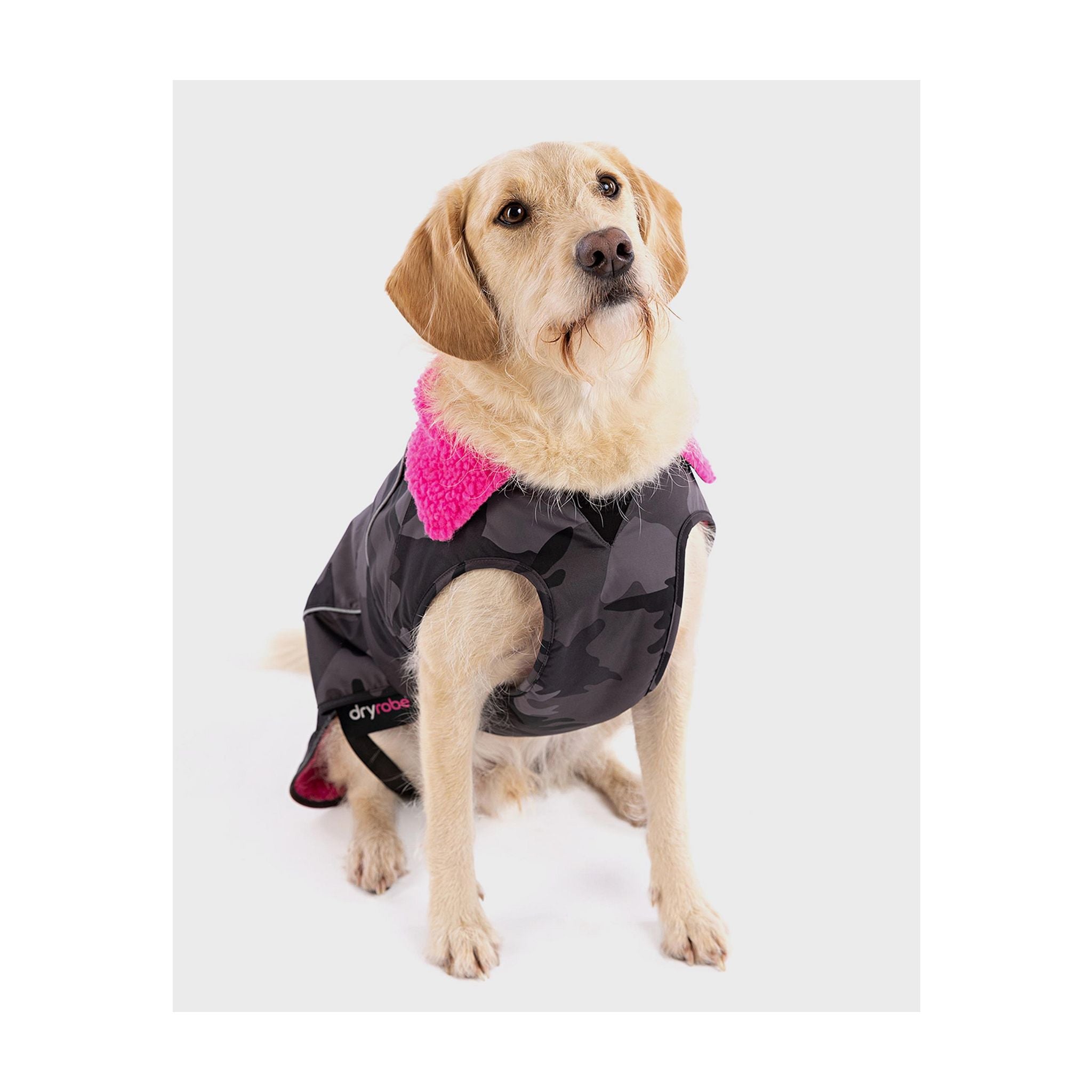 DRYROBE Dog Coat. Black Camo Pink. XXXL Dogs