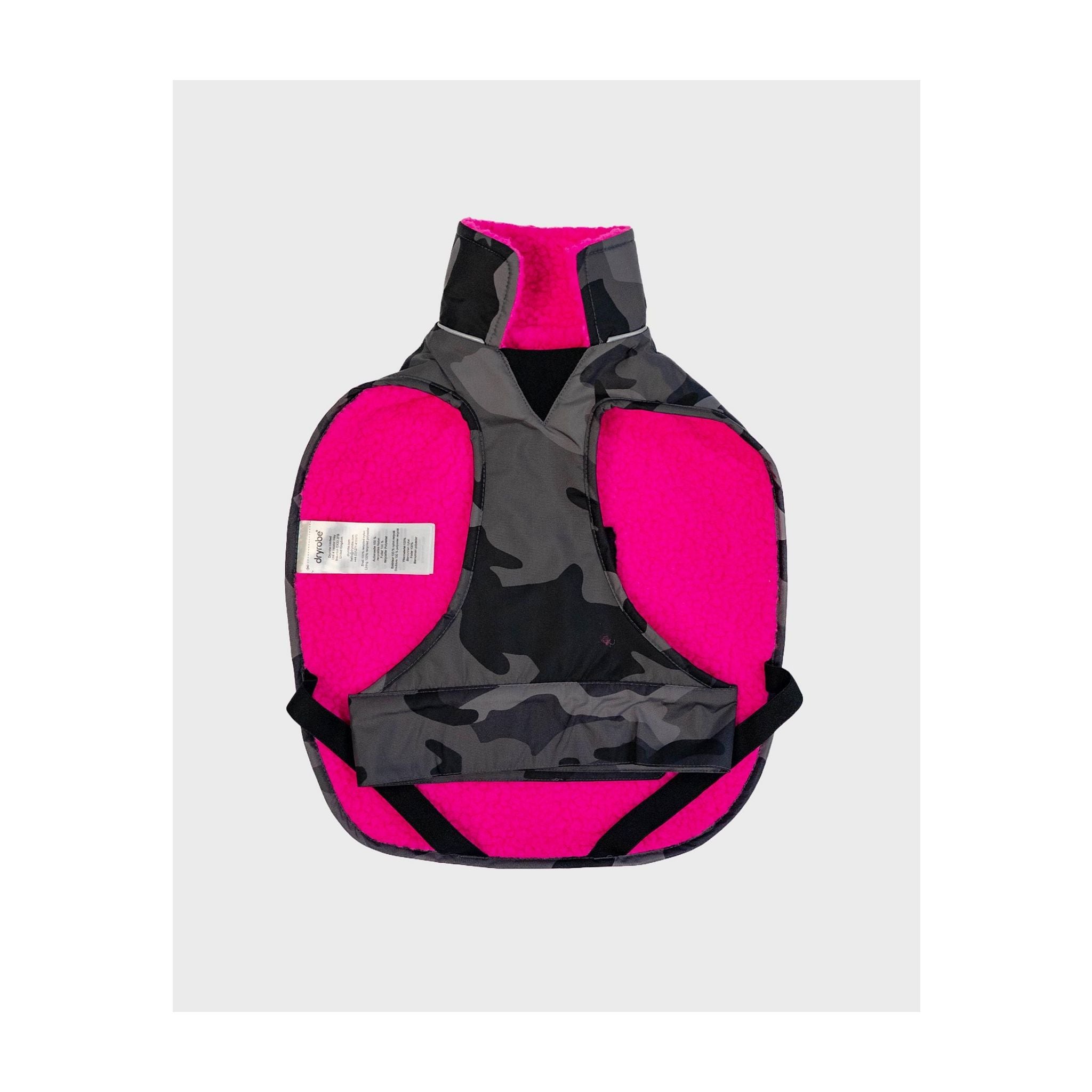 DRYROBE Dog Coat. Black Camo Pink. XXXL Dogs
