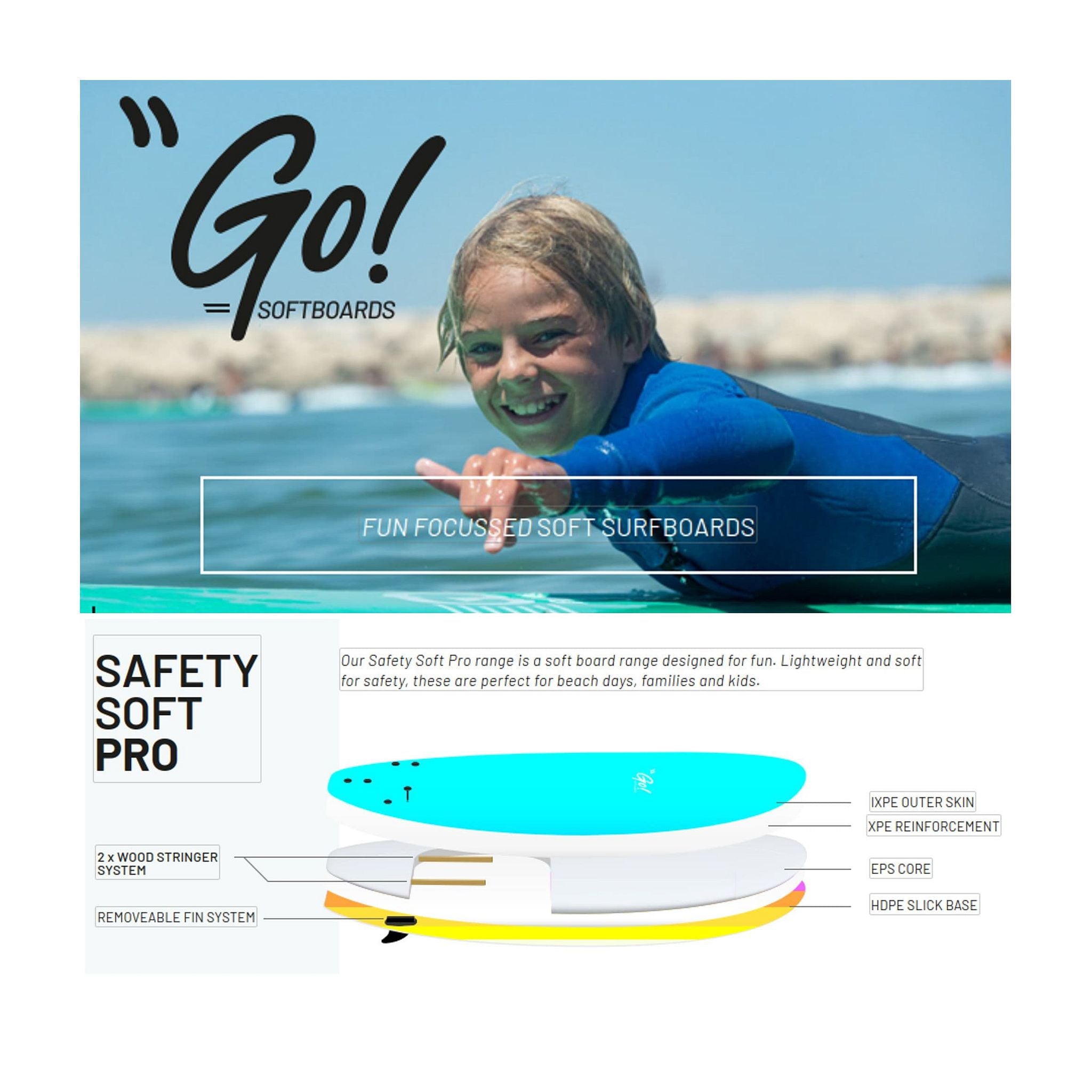 GO Surfboard Safety Soft Pro 9.0 Green Marble Green