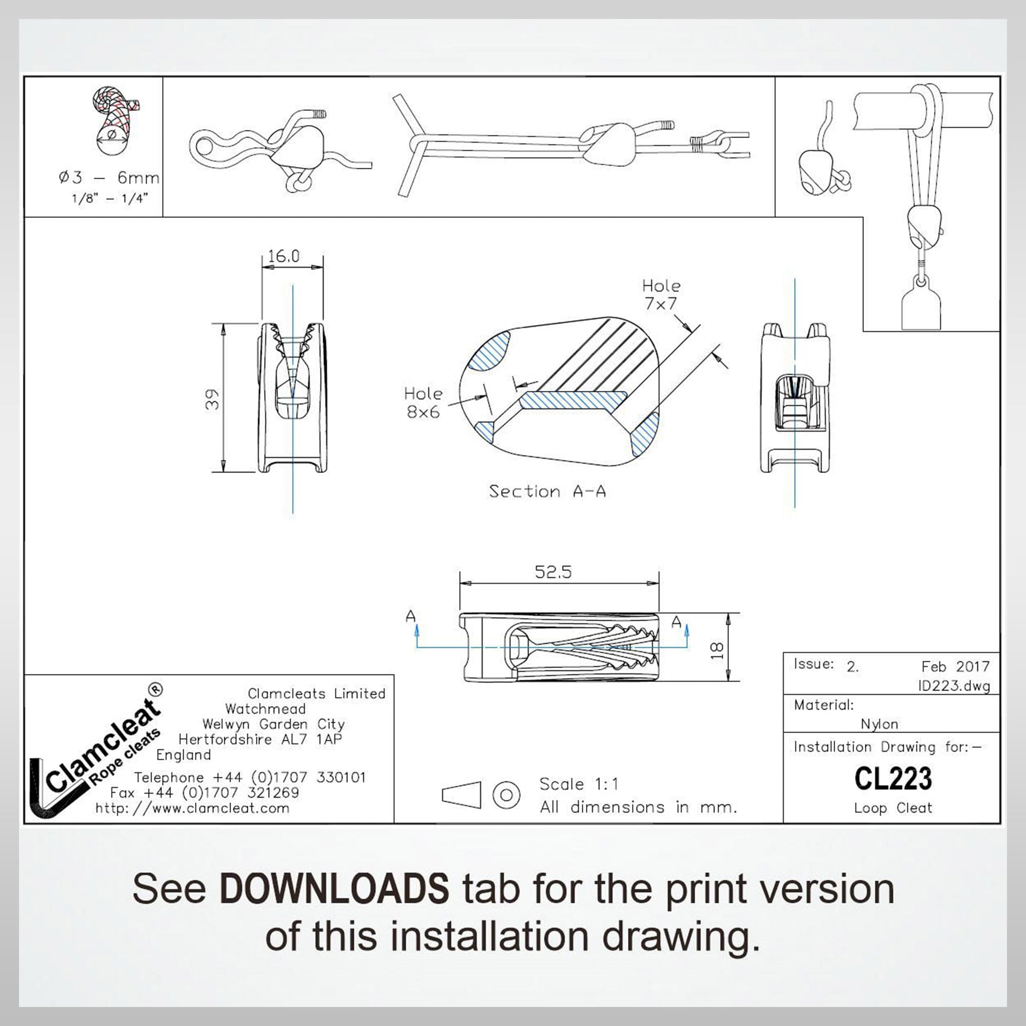 clamcleat boating CL223 clamp