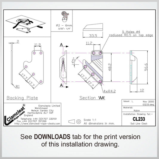 Clamcleat boating CL233 Clamp