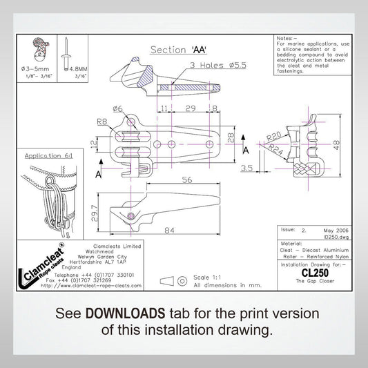 Boating windsurfing Clamcleat CL250 idler pulley