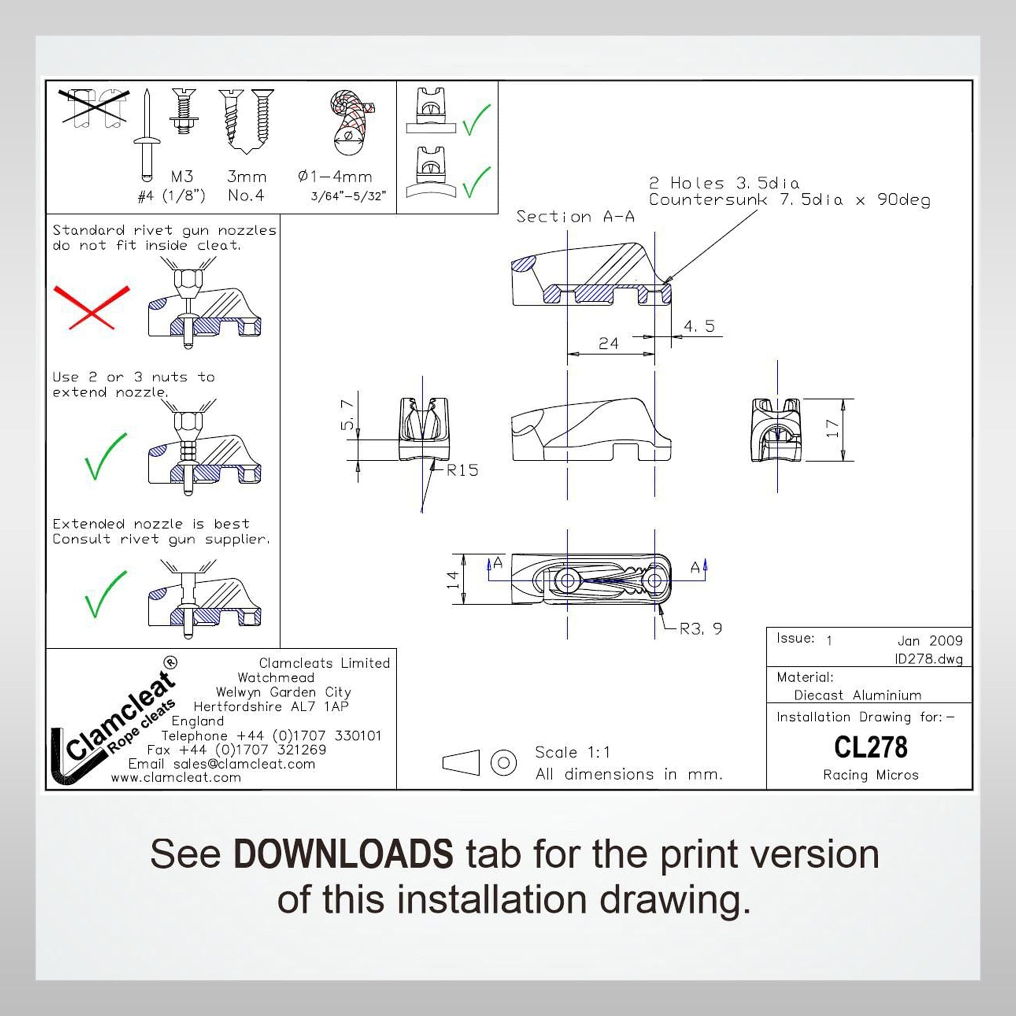 CLAMCLEAT® Side Entry Racing Micros Clamp CL278AN