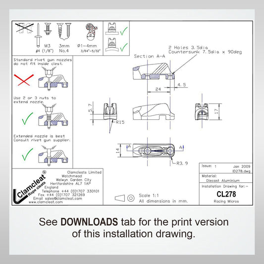 CLAMCLEAT® Side Entry Racing Micros Clamp CL278AN