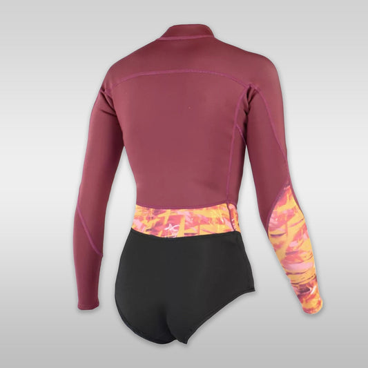 Surfshop windsurfshop Soöruz Neopren Neoprenanzug Wetsuit Women Shorty LS Mini Front-Zip Organic Oysterprene Wine
