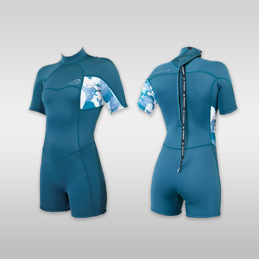 Surfshop windsurfshop Soöruz Neopren Wetsuit Women DIVINE Shorty SS Back-Zip Blue