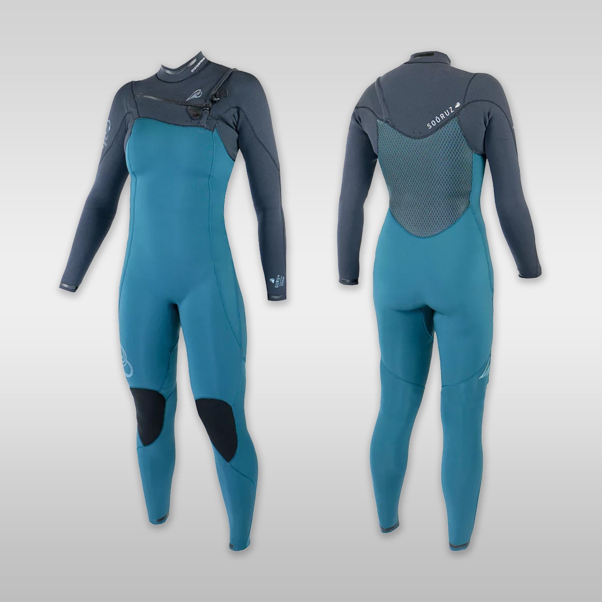 Wetsuit  Pro Surfshop windsurfshop Soöruz Wetsuit Dames Fullsuit GURU Front-Zip Organic Oysterprene Blauw