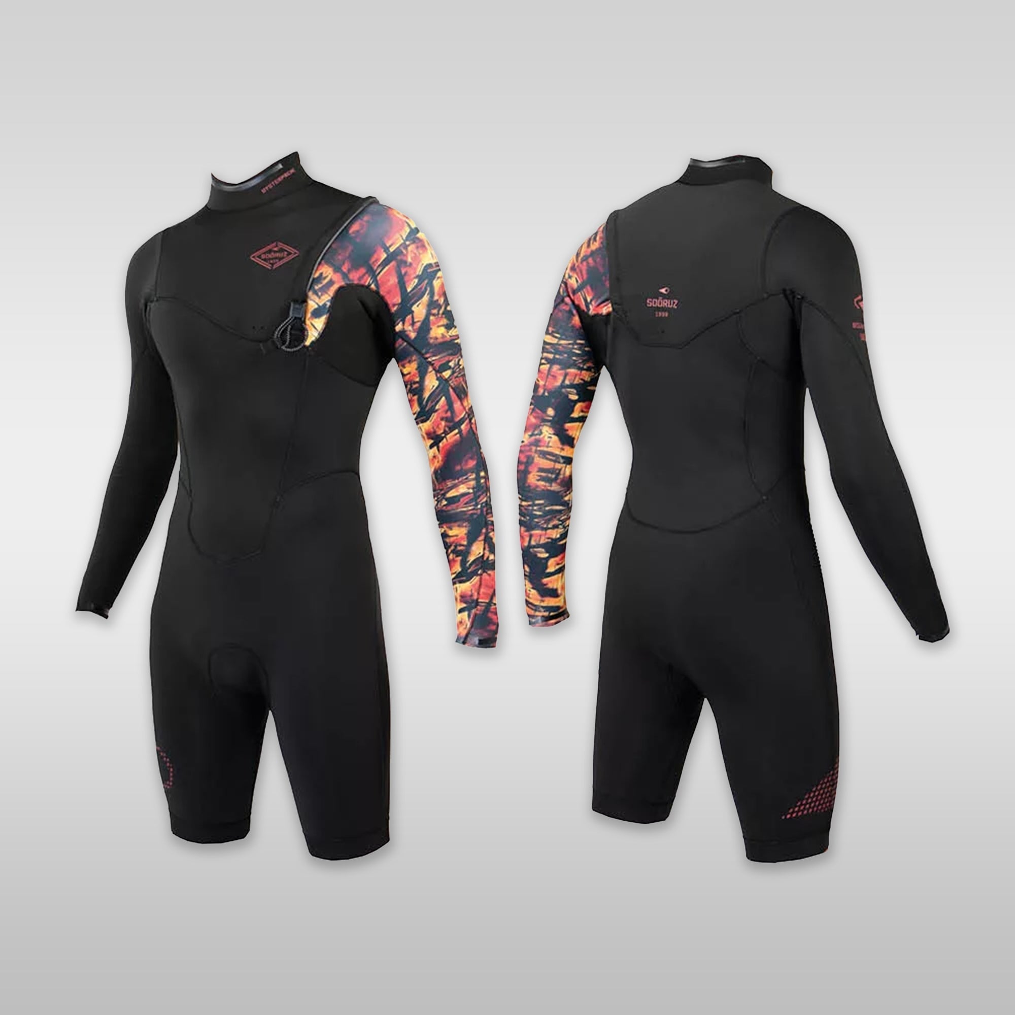 Black Soöruz wetsuit FIGHTER Shorty LS Zip-Free 2/2